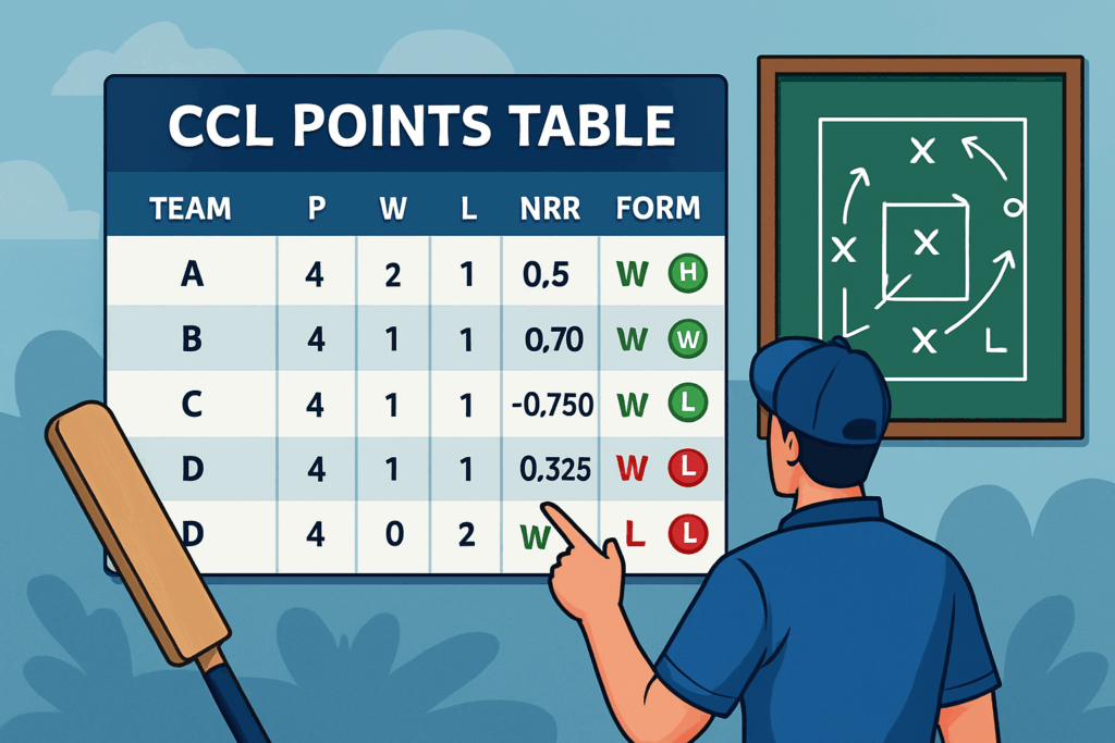 CCL Points Table: Live Standings, NRR, Form & Tactics