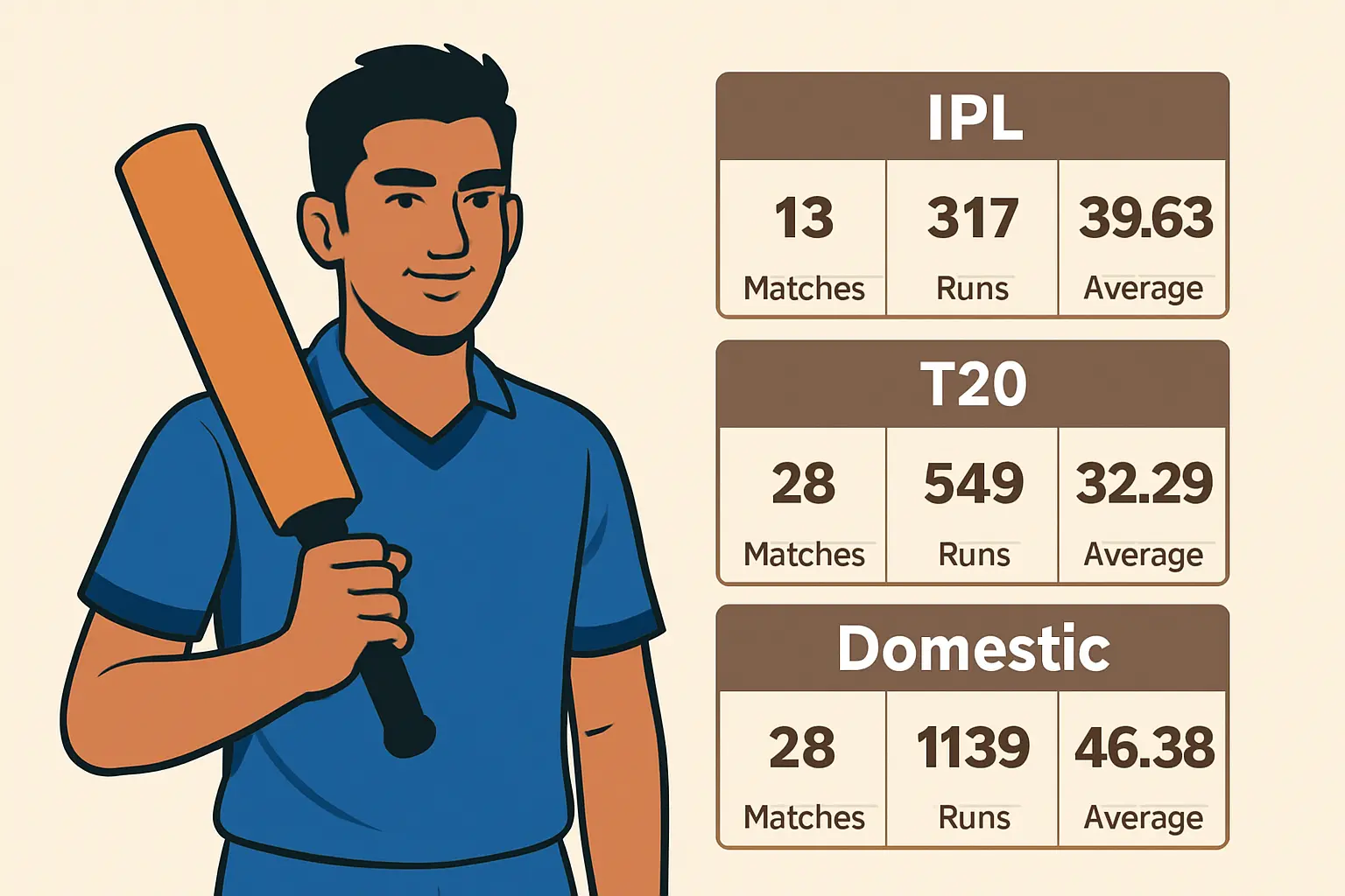 Guide: nitish kumar reddy stats IPL, T20, Domestic